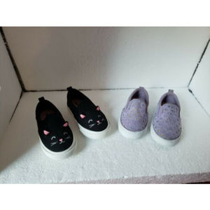 Lot of Old Navy Girls Size 5 Slip On Shoes Cat, Purple Hearts